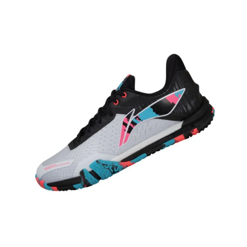 Versatile Heeled Sandals for Any Occasion---Li Ning SAGA SE Court Shoe Unisex [White/Black/Neon Fushia] AYZS014-4