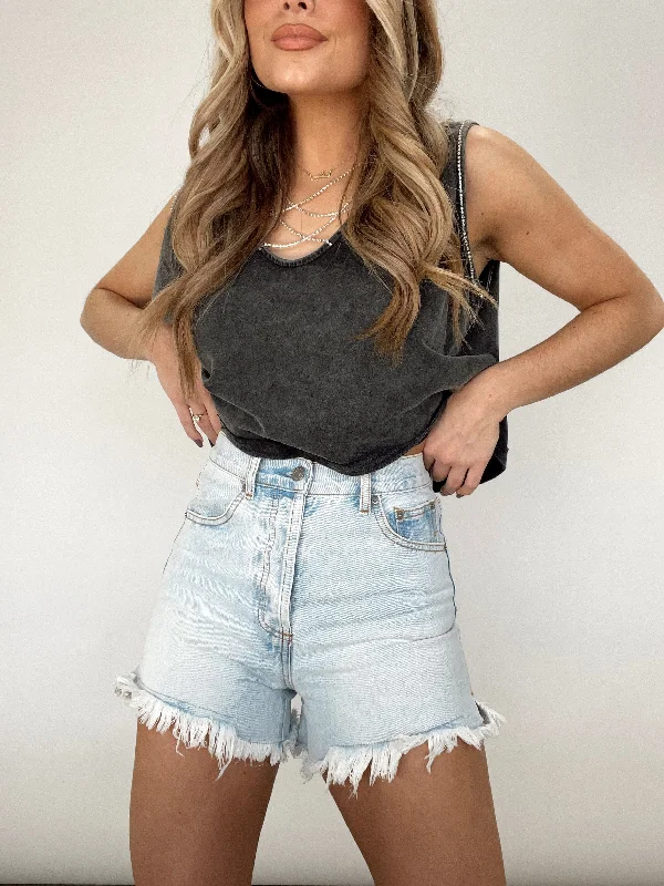 Women's denim shorts for a birthday celebration-Light Wash Classic Denim Shorts