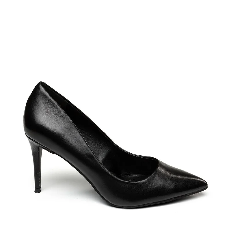 Lillie Pump BLACK LEATHER---Comfortable Leather Pumps for Office and Everyday Wear