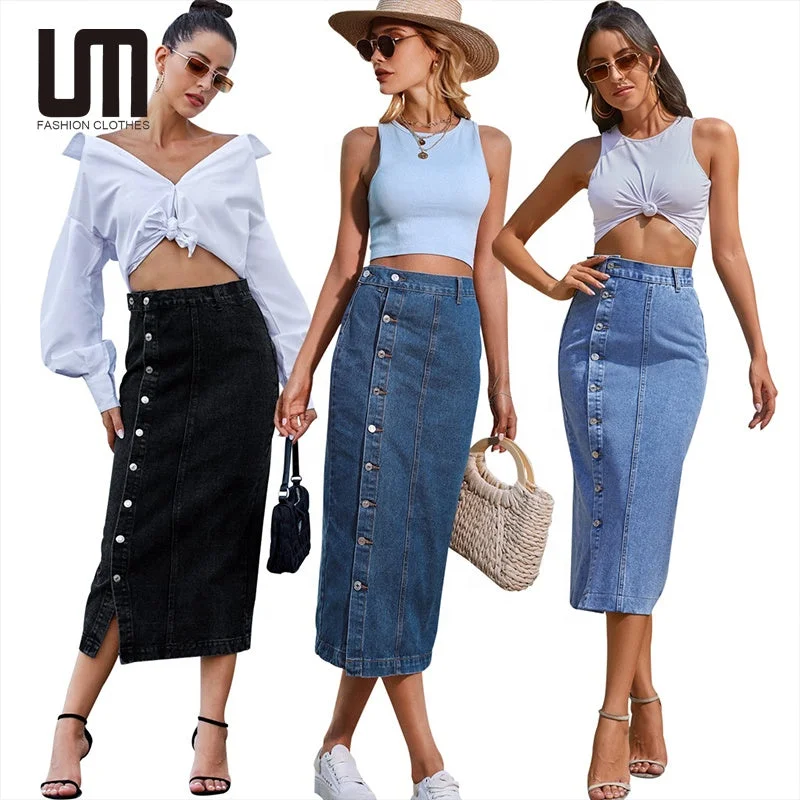 Women's asymmetrical hem denim skirts for edgy style -Liu Ming Hot Products 2024 Trends Women Clothes Sexy Jeans Buttons Long Straight Denim Skirt Women's asymmetrical hem denim skirts for edgy style -Liu Ming Hot Products 2024 Trends Women Clothes Sexy Jeans Buttons Long Straight Denim Skirt