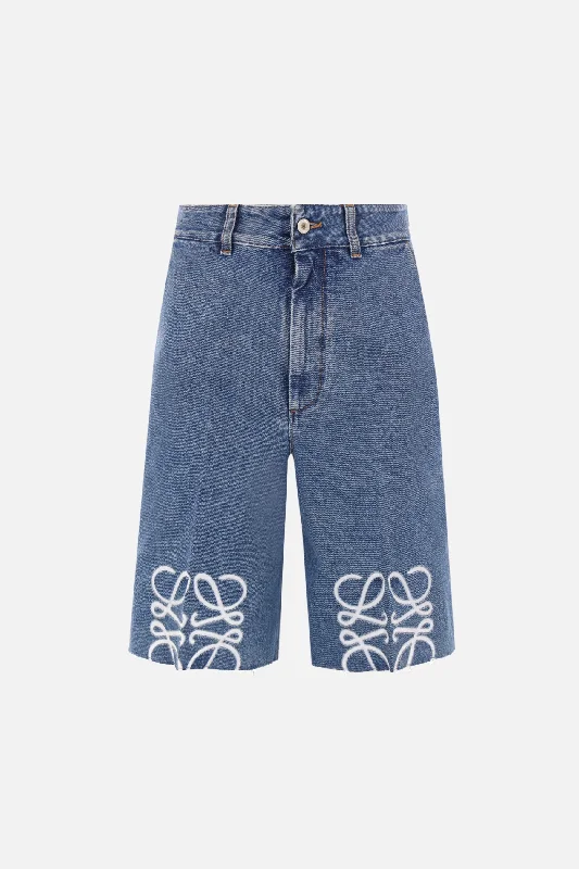 Women's denim shorts with a vintage wash-Anagram denim shorts