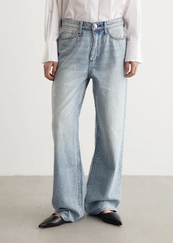 Women's denim jeans with a raw hem-Logan Wide Leg Jeans