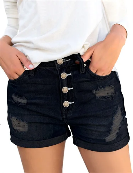 Women's denim shorts or can stylist for denim high plus a-Women High Waisted Denim Shorts Ripped Button Fly Cuffed Jean Shorts Women's denim shorts or can stylist for denim high plus a-Women High Waisted Denim Shorts Ripped Button Fly Cuffed Jean Shorts