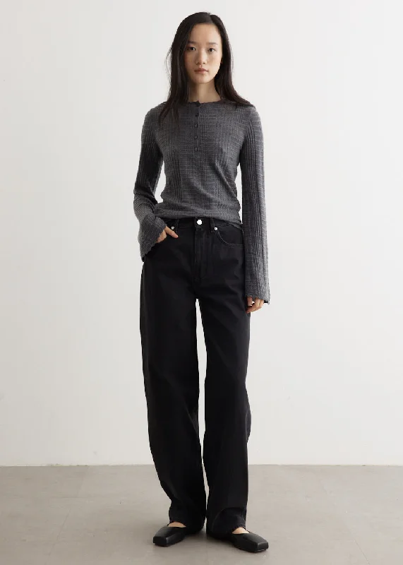Women's denim jeans with a mammal embellishment-Loose Fit Jeans