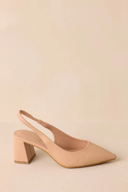 Stiletto Heel Pumps with Perfect Fit--Lost Your Chance Beige Pointed-Toe Slingback Heels-Fashionable & Classic