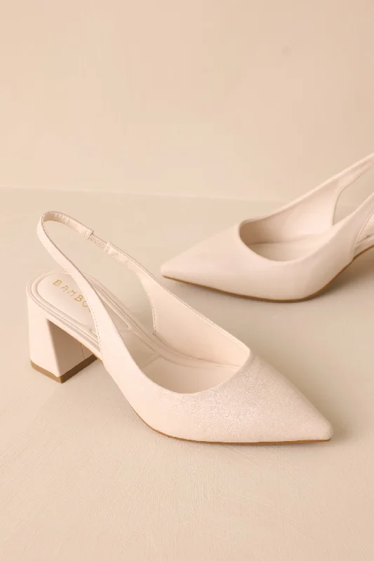 Stiletto Heel Pumps with Perfect Fit--Lost Your Chance Ivory Pointed-Toe Slingback Heels-Fashionable & Classic