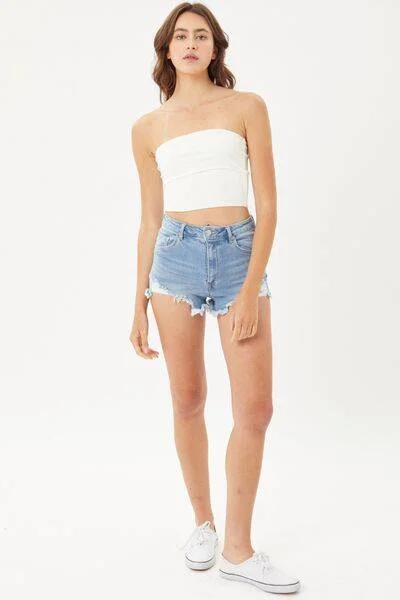 Stylish women from brand styled or plus -LOVE TREE Raw Hem Cat's Whisker Denim Shorts