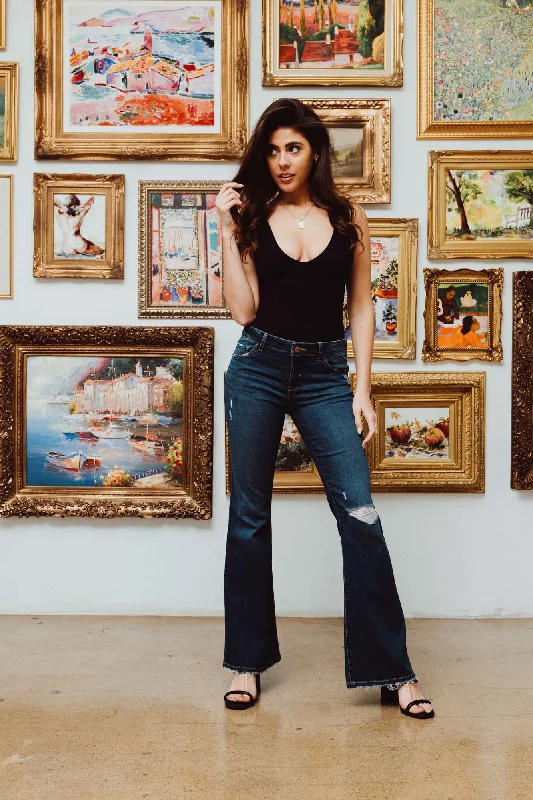 Women's denim jeans new has and what the new the or it jeans style by now-NEXT LEVEL LOW RISE FLARE JEANS - BLUE/BLACK CARBON