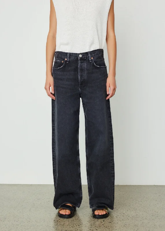 Women's denim jeans with a vegetable embellishment-Low Slung Baggy Jeans