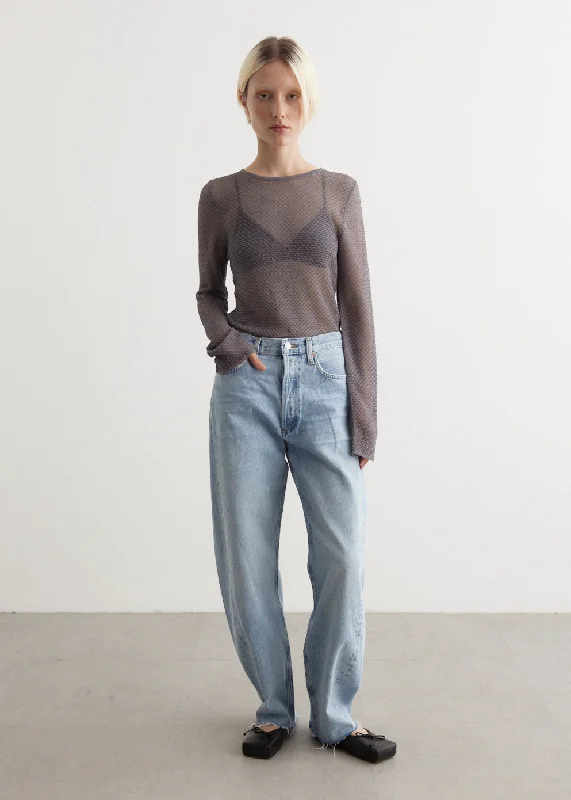 Women's denim jeans with a chambray fabric-Luna Pieced Jeans