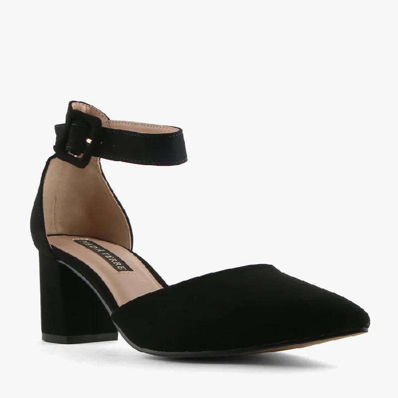 Versatile Heeled Sandals for Any Occasion---LUNCHTIME BLACK LAMI