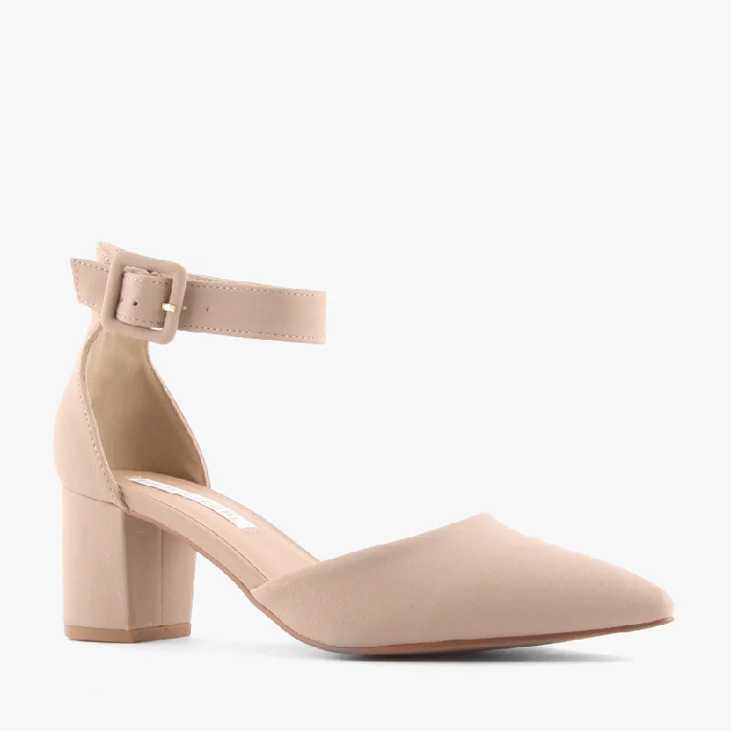 Versatile Heeled Sandals for Any Occasion---LUNCHTIME NUDE NUBUCK