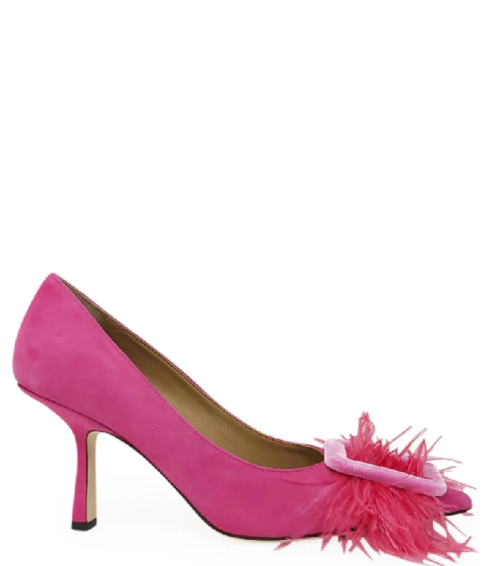 Affordable Suede Ankle Pumps for All-Day Wear--Fuchsia Suede Heel Pump