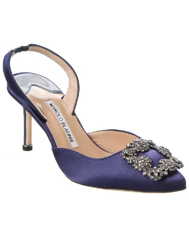 Manolo Blahnik Hangisli 70 Satin Slingback PumpAffordable Satin Heels with a Luxe Touch