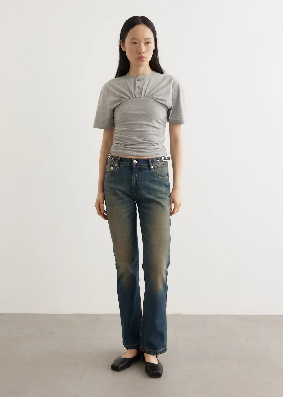 Women's denim jeans with a stud embellishment-Manu Trousers