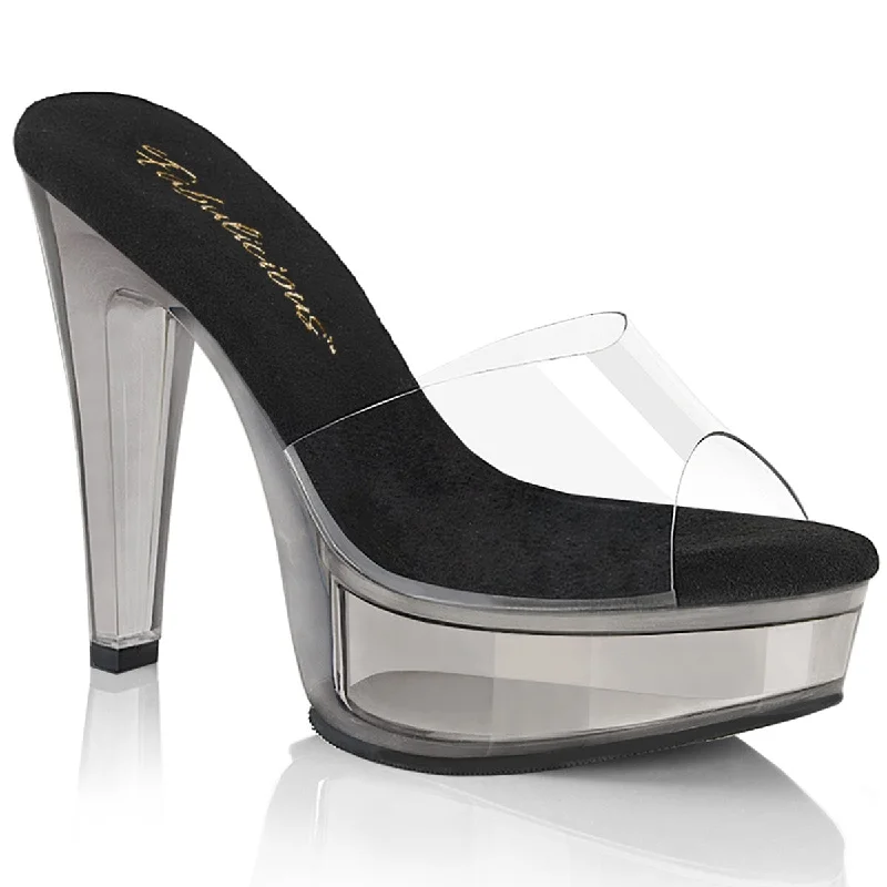 Stiletto Heel Pumps with Perfect Fit--MARTINI-501 Clear-Black/Smoke Tinted-Fashionable & Classic