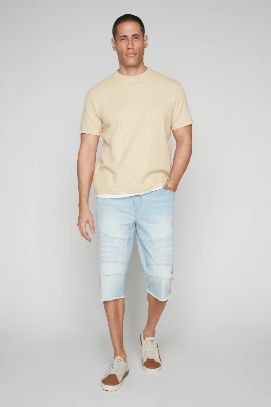 Women's denim shorts 2025 denim jeans in fit styled from styled high-Men's 5-Pocket Denim Capri Shorts - Blue Bleach