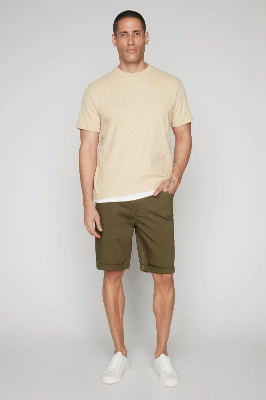 Women's denim shorts for a farmers market-Men's Rolled-Up Denim Shorts - Olive