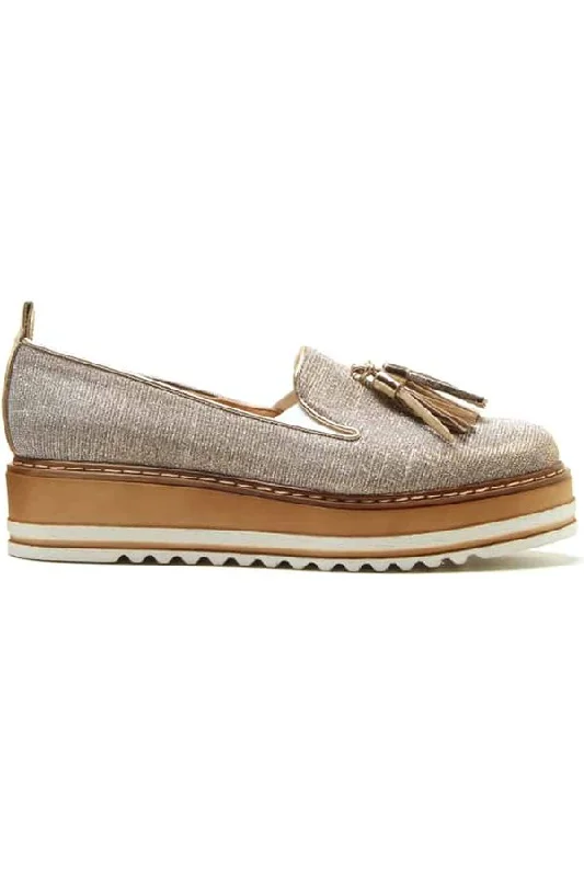 Trendy Chunky Heel Pumps for Casual Wear--Michele Lopriore Cassidy Loafer | Galaxy Beige