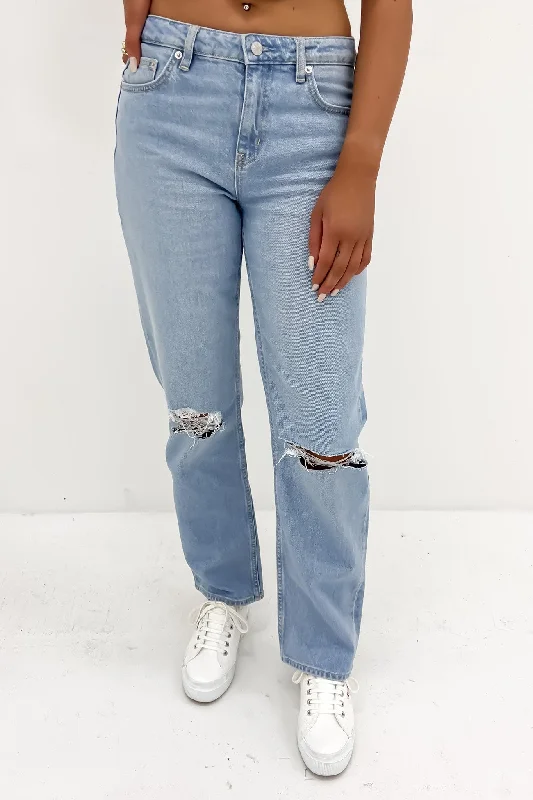 Women's denim jeans with a mom jean style-Mid Vintage Straight Jean Theoretical Blue Women's denim jeans with a mom jean style-Mid Vintage Straight Jean Theoretical Blue