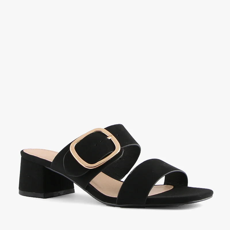 Versatile Heeled Sandals for Any Occasion---MILEY BLACK NUBUCK