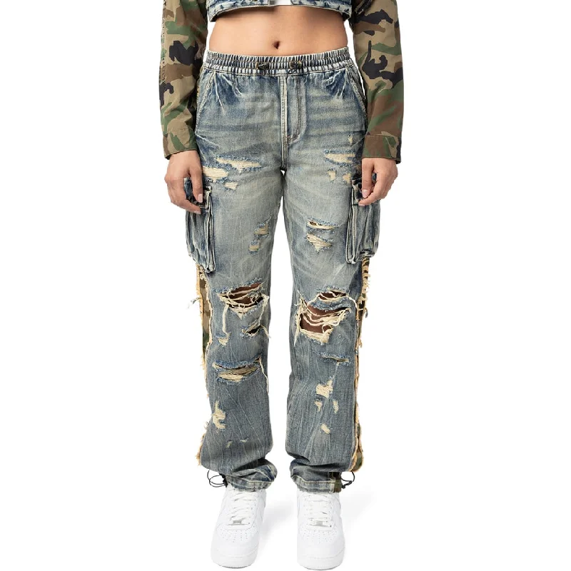 Mix Media Slouch Straight Jeans - Florence Blue