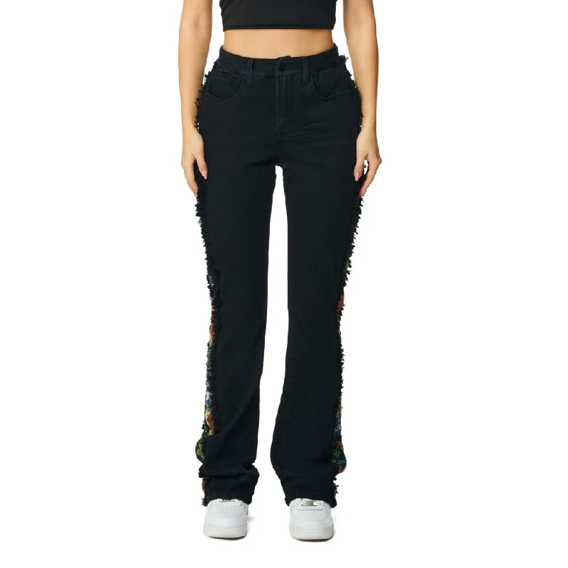 Mixed Media High Rise Bootcut Jeans - Deep Black