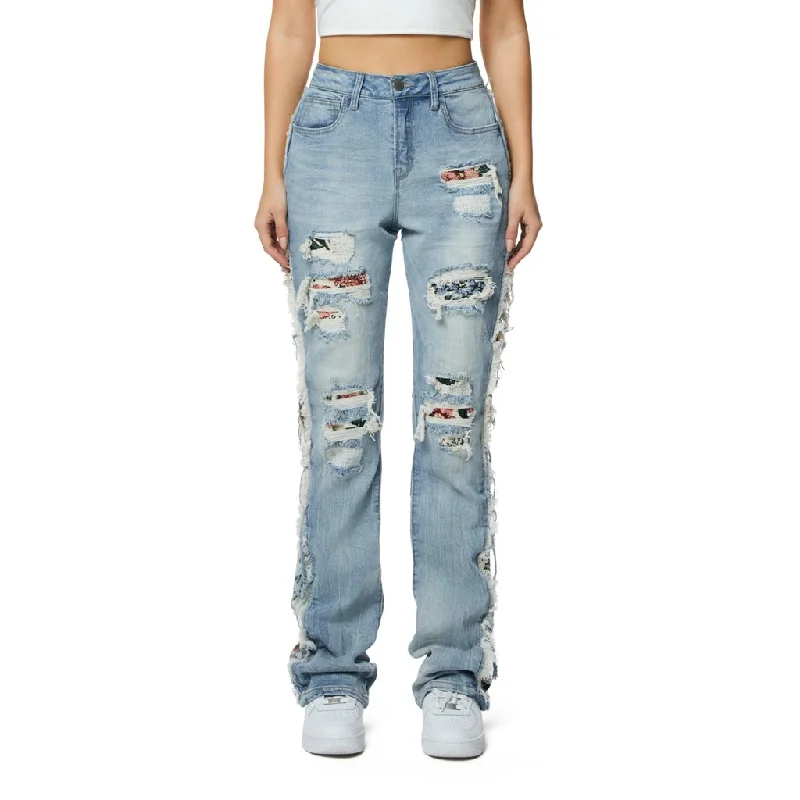 Mixed Media High Rise Bootcut Jeans - Lowell Blue