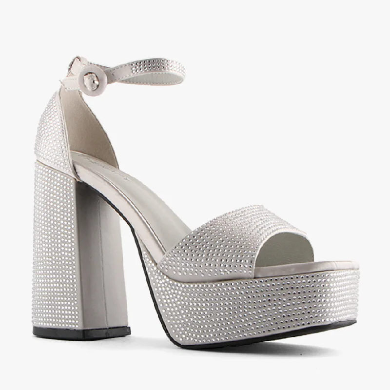 MODA SILVER SATINAffordable Satin Heels with a Luxe Touch