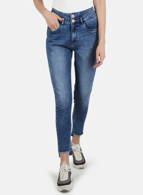 Women's denim jeans top trends in 2025-Women Blue Slim Fit Denim