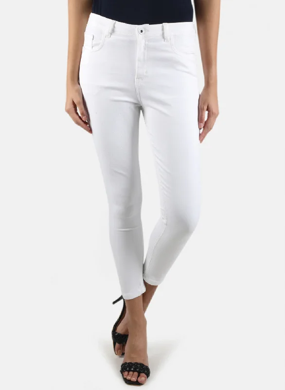Women's denim jeans online on brands-Women White Slim Fit Denim