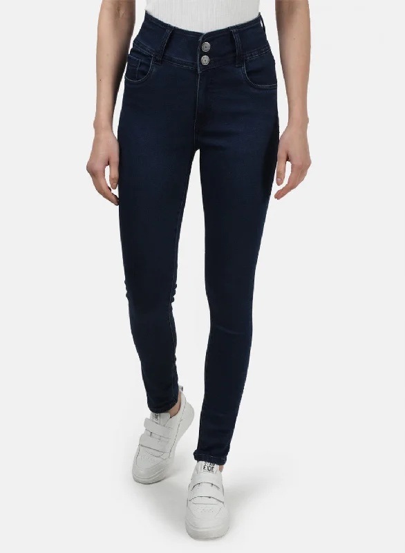 Women's denim jeans fit and styled-Womens Blue Plain Denims