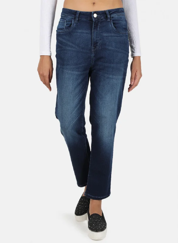 Women's denim jeans with sandals outfit-Womens Blue Regular Denim
