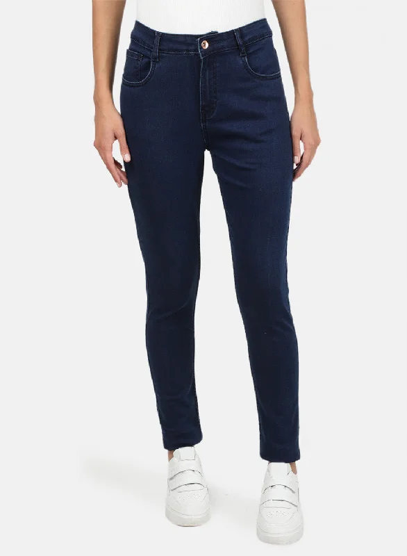 Women's denim jeans great fit style-Womens Blue Slim Denim
