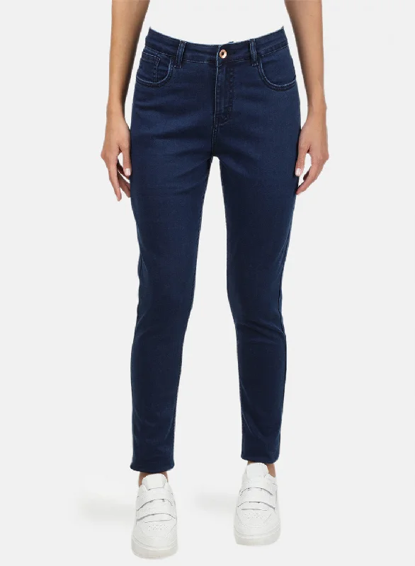 Women's denim jeans for travel style-Womens Blue Slim Denim