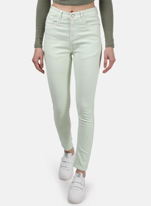 Women's denim jeans is quality top-Womens Light Green Plain Denims