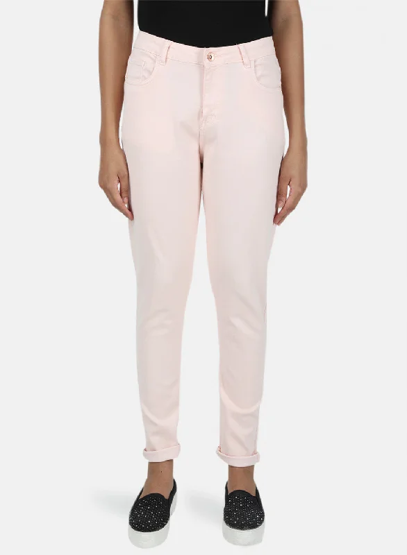 Women's denim jeans that fit well-Womens Peach Slim Denim