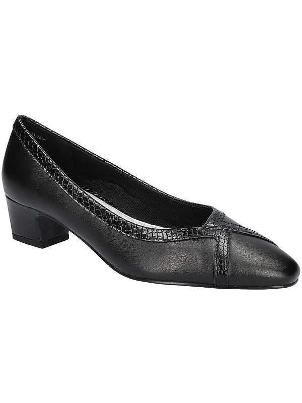 Myrtle Womens Faux Leather Embossed Pumps---Comfortable Leather Pumps for Office and Everyday Wear