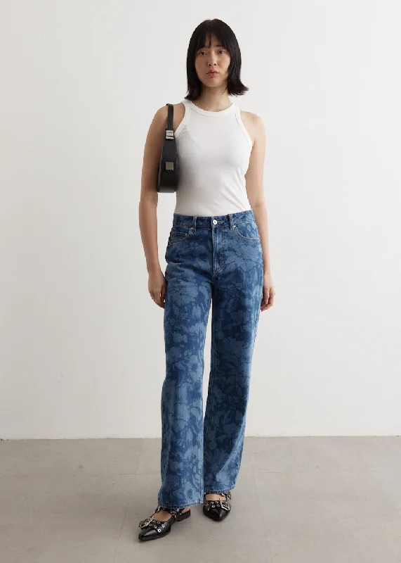Women's denim jeans with a floral print-Nineteeninety Baggy Jeans