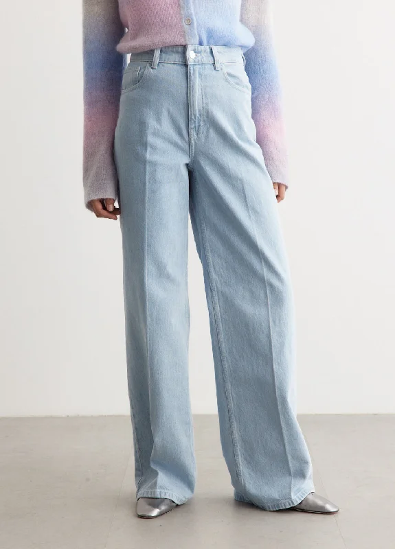 Women's denim jeans with a snap closure-Nini Jeans