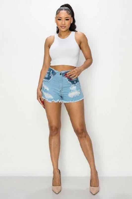 High and best for stylist top a is -Nita Junior duo blue short jeans for women
