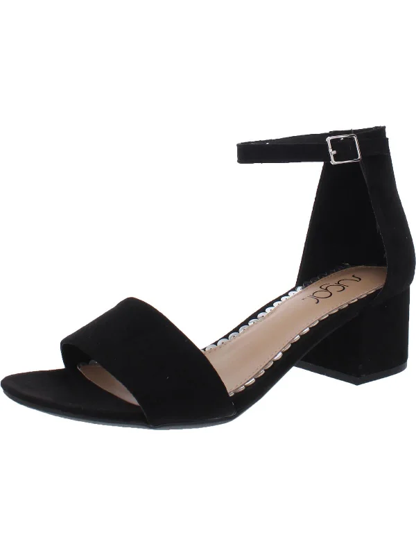 Affordable Suede Ankle Pumps for All-Day Wear--Noelle Womens Microsuede Ankle Open-Toe Heels