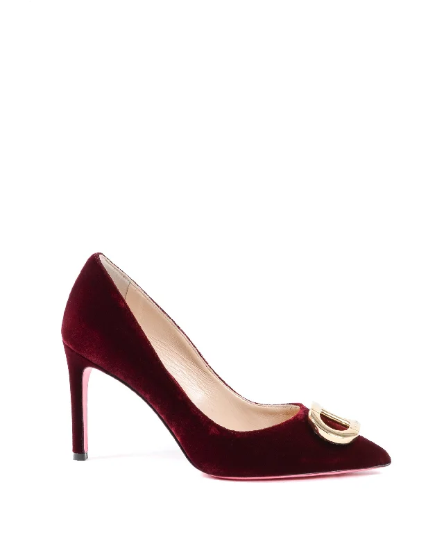 Luxurious Velvet Women's Pumps with Soft Finish---Office Party Velvet Pump Ruby