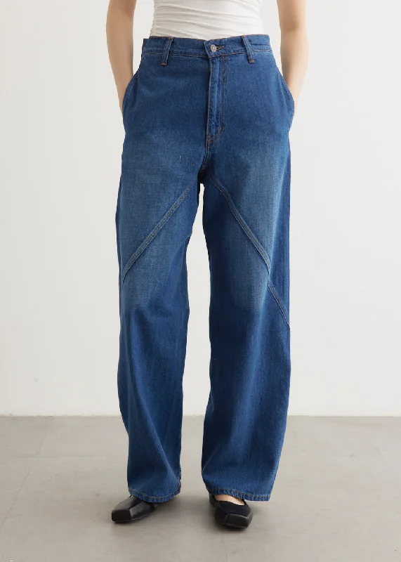 Women's denim jeans with fit plus on for quality-Oversized Panel Jeans