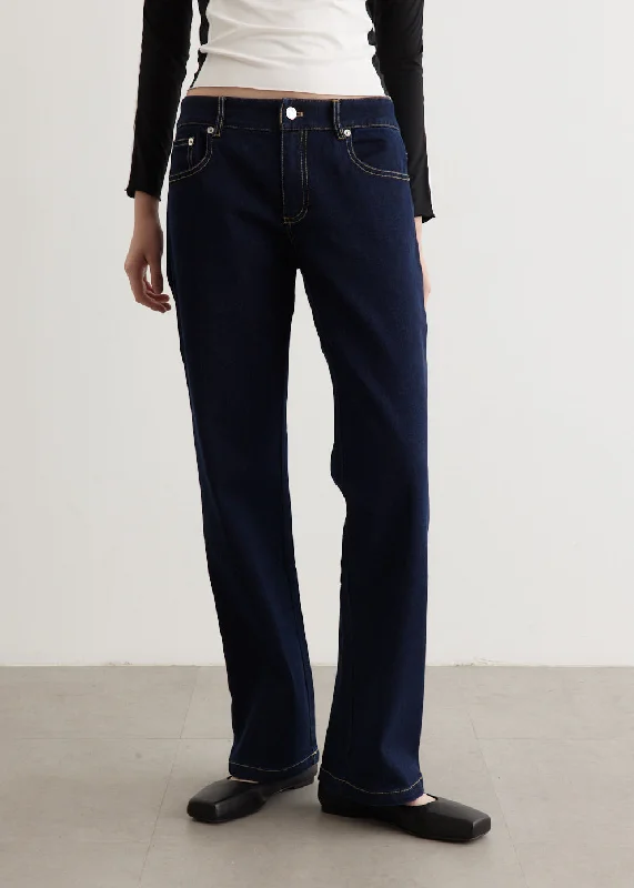 Women's denim jeans with a grommet detail-Paris Pants