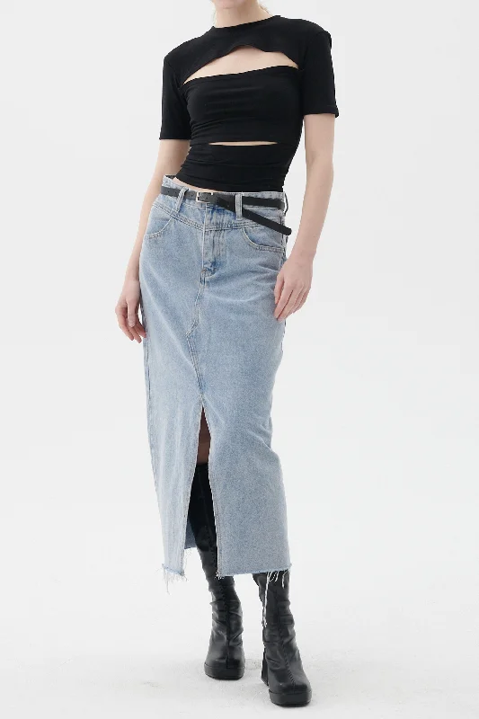 Women's skinny denim skirts for sleek look -Peyton Denim Skirt