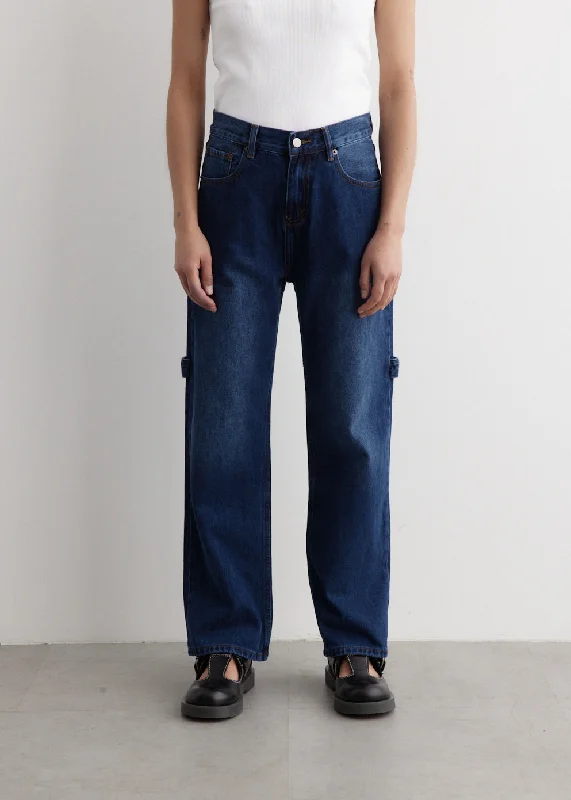 Women's denim jeans with a cityscape scene embellishment-Tool Jeans