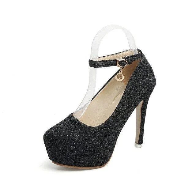 Stylish Platform Heels for Extra Height--Platform Strap Heels Pumps Shoes