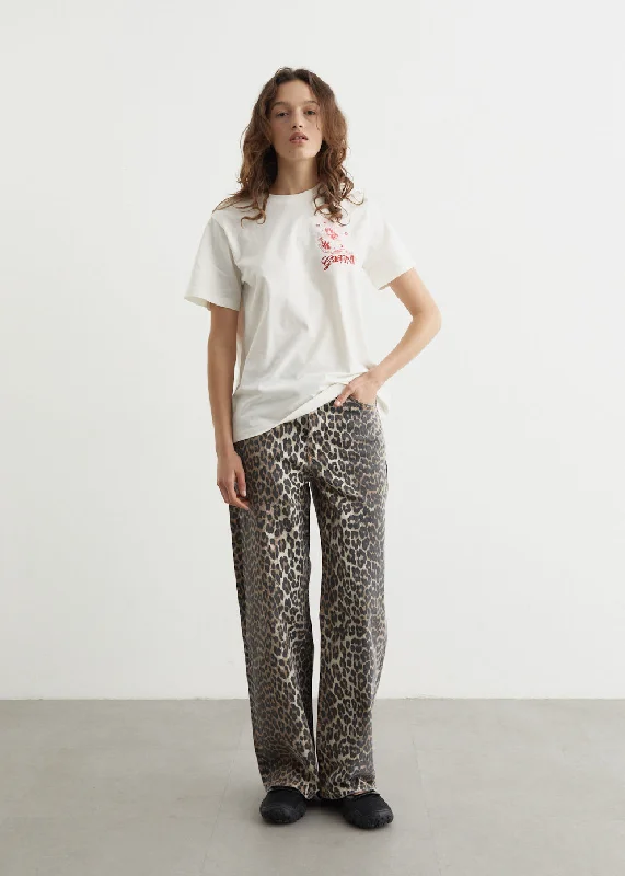 Women's denim jeans or best is to styled top-Leopard Print Izey Jeans