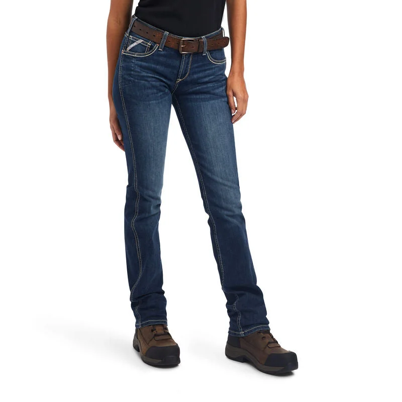 Women's denim jeans with a tummy control panel-Rebar Riveter Straight Jean-ATLANTA